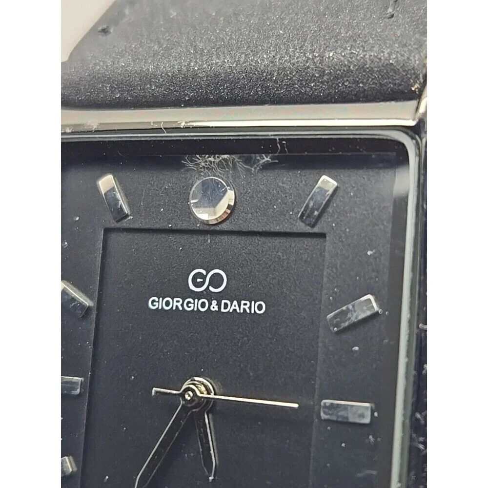 Giorgio & Dario 5771 Slim Tank Black Dial Quartz Watch New Battery Unisex